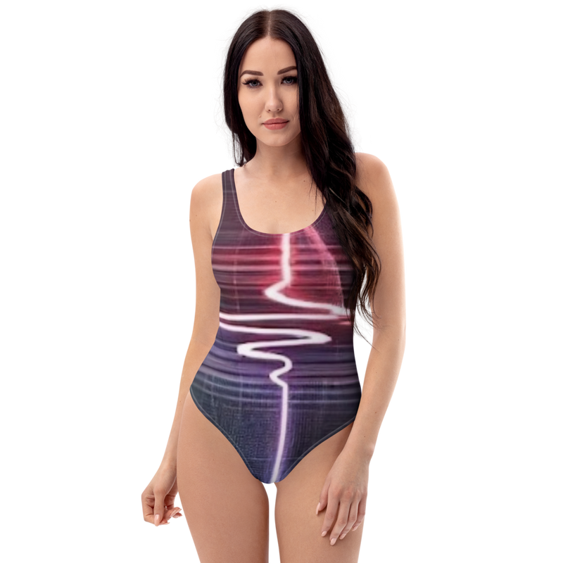 Woman wearing a colorful abstract design 