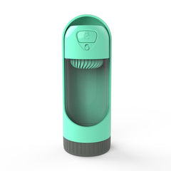 Compact turquoise Portable Dog Drinker Bottle with a rounded design and a gray base for easy pet hydration on the go