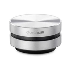 Silver circular duraMOBI branded device on a white background, representing the Humbird Bone-Conducting Speaker