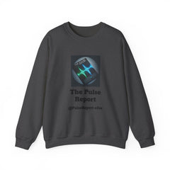 Crewneck Sweatshirt — The Pulse Report Logo & @PulseReport-v2m Branding in dark gray with pulse graphic and text design