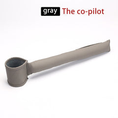 Gray Leather Car Seat Gap Filler designed to prevent items from falling between car seats and the console panel.