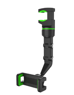 360° Rotatable Smart Phone Car Holder in black with green accents for secure and adjustable phone mounting in vehicles