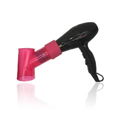 Black and pink DIY Hair Dryer with a custom pink nozzle attachment on a white background