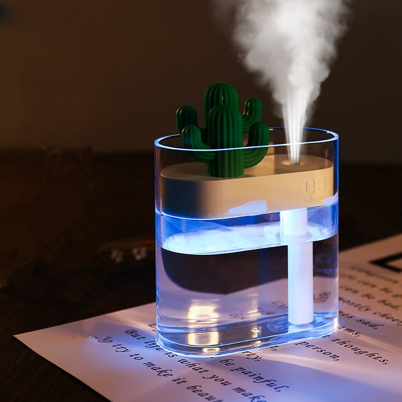 160ML Ultrasonic Air Humidifier Clear Cactus Color Light USB Essential Oil Diffuser Car Purifier Aroma Diffusor Anion Mist Maker emitting mist