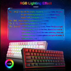 Mini Mechanical Gaming Wired Keyboard showcasing RGB lighting effects with customizable brightness and speed settings.