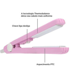 Pink Ceramic Mini Hair Straightener with Thermobalance technology and PTC heating for even hair styling