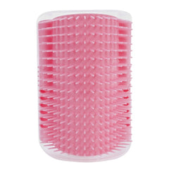 Pink silicone bristles design of the Cat Self Groomer Corner Brush for pet grooming and scratching.
