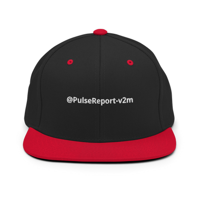 Black and red snapback hat with white 