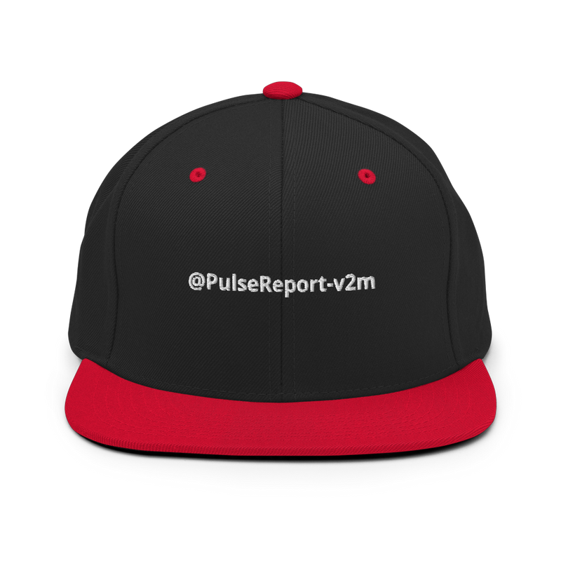 Black and red snapback hat with white 