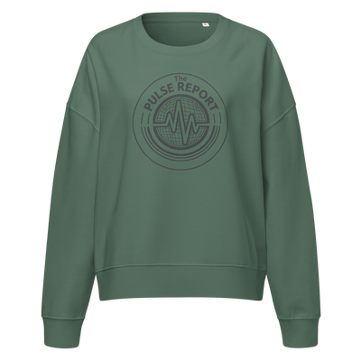 @Pulse Report Women's Organic Crew Neck Sweatshirt | Stanley/Stella SASW036 in green with a round graphic logo on front