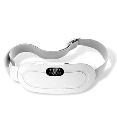 White Abdominal Massage Belt with adjustable strap and digital control panel on a white background