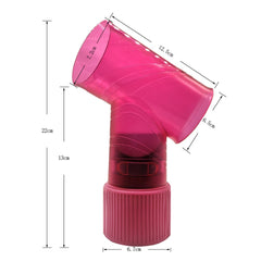 Pink transparent DIY Hair Dryer with measurements displayed on a white background, showing all dimensions clearly.