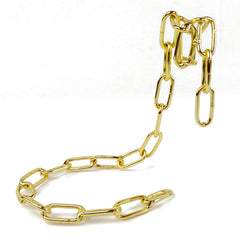 Magic Iron Chain Wine Bottle Holder in gold metal with elongated chain links on a white background.