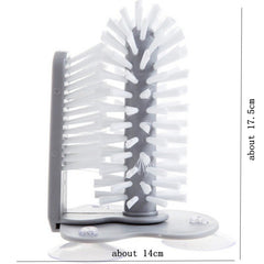 Kitchen Bottle Brush with white bristles and gray base, designed for cleaning bottles and narrow containers.