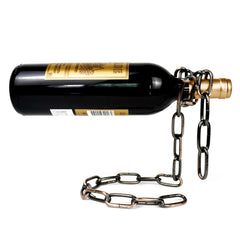 Magic Iron Chain Wine Bottle Holder suspending a wine bottle horizontally with an iron chain support